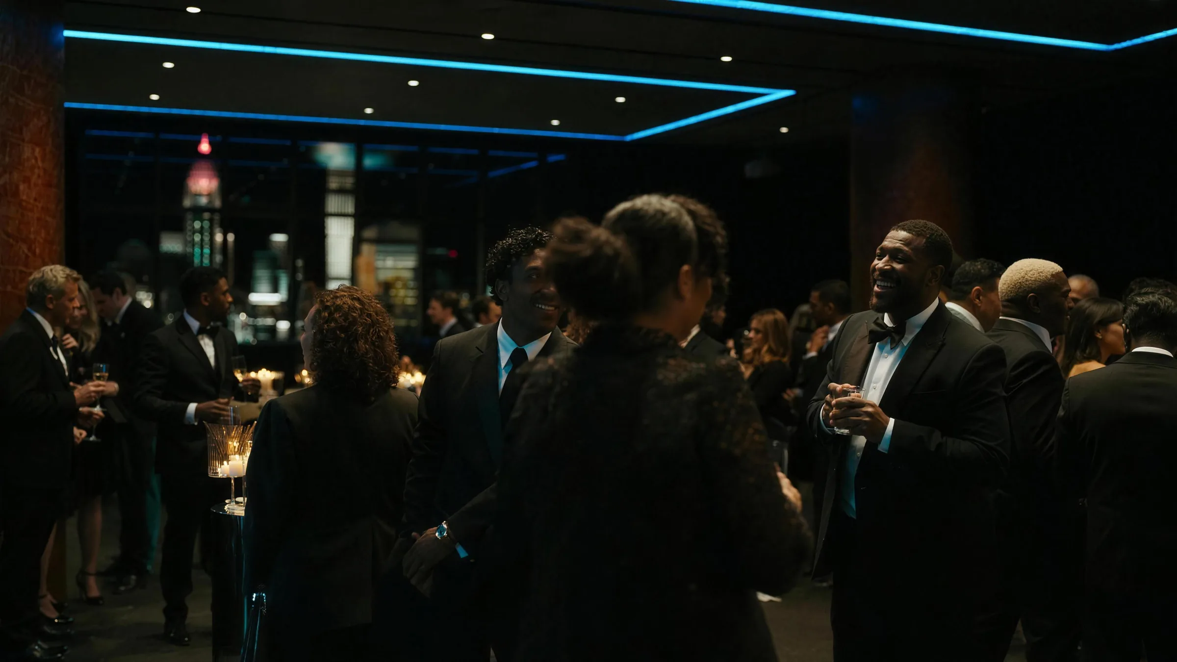Guests at an elegant evening networking event