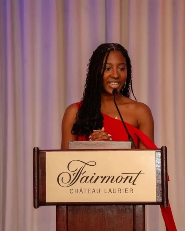 Chantal at the podium